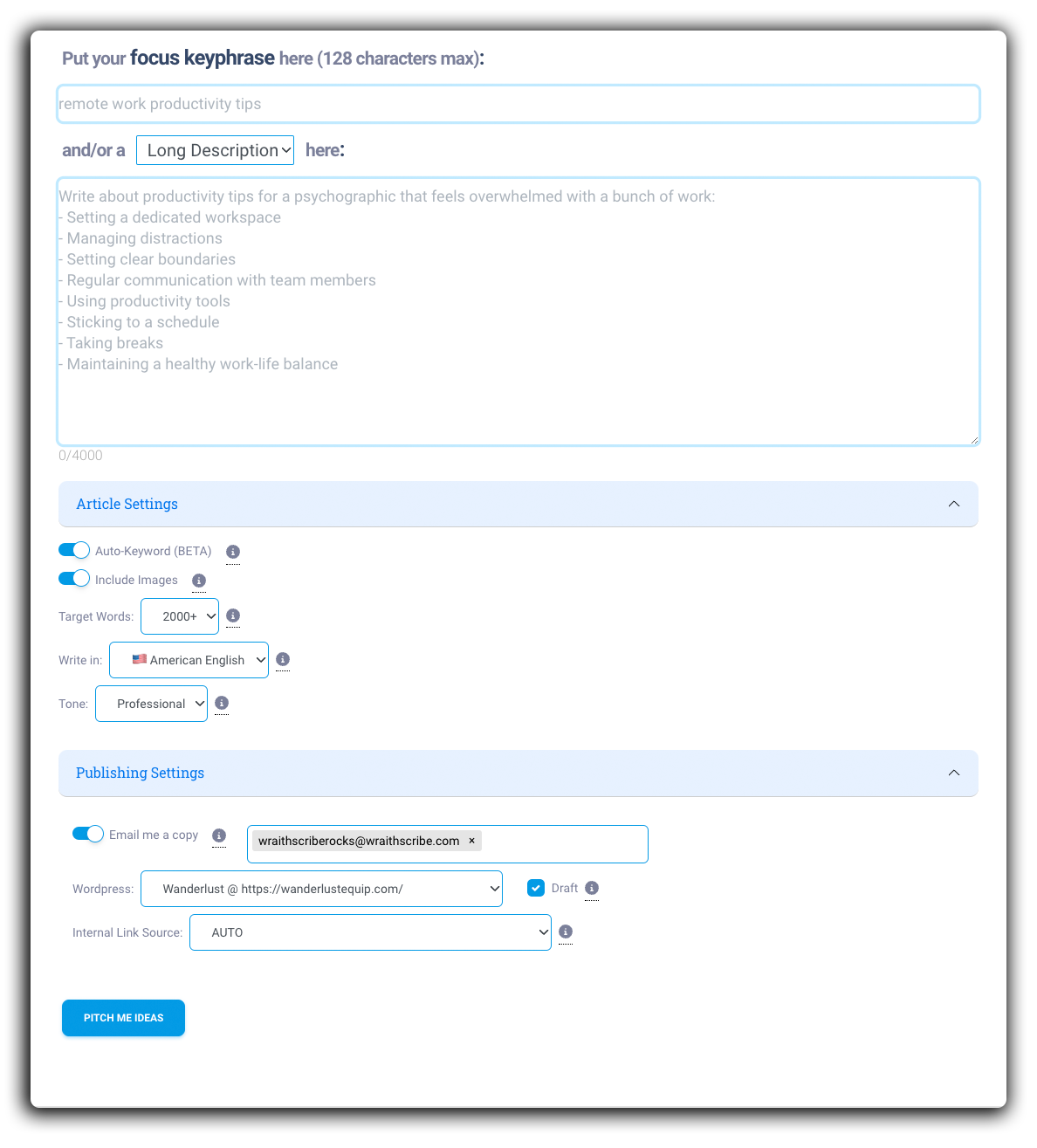 screenshot of Wraith Scribe